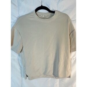 Moa Moa‎ Beige Crewneck Short Sleeve Sweatshirt Top Women's Size S